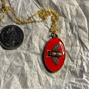 Authentic Red Bee Pendant Necklace